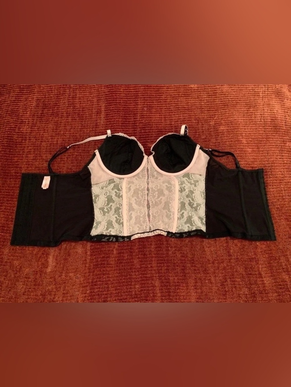 Black & Pink Lace Bra Lingerie Corset - Picture 5 of 11